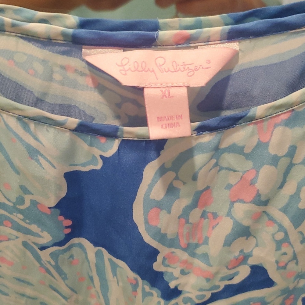 Lilly Pulitzer Into the Deep Bay Blue Peplum Tank (34) - Picture 2 of 8
